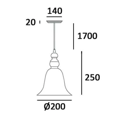 Lampa loft wisząca szklana E27 czarna  PARIS P01789BK - Cosmo Light